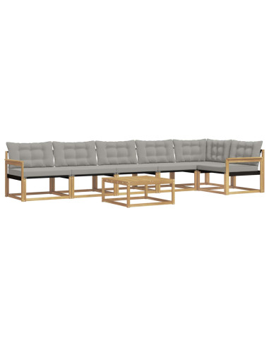 Set di divani da esterno 7 pcs Bianco e Grigio Chiaro