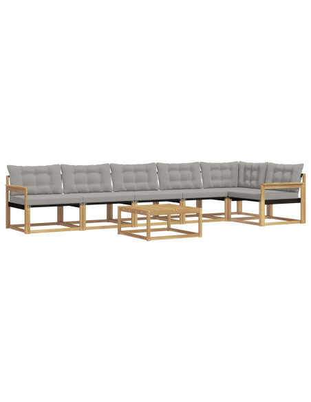 Set di divani da esterno 7 pcs Bianco e Grigio Chiaro