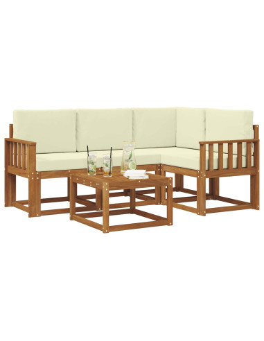Set di divani da esterno con cuscino 5 pcs Naturale e Crema