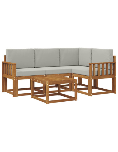 Set di divani da esterno 5 pcs Grigio Naturale e Chiaro