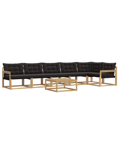 Set di divani da esterno 7 pcs Bianco e Nero 79 x 79 x 37 cm