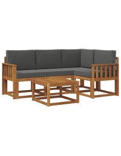Set di divani da esterno con cuscino 5 pcs Naturale e Antracite 2