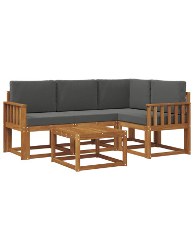 Set di divani da esterno con cuscino 5 pcs Naturale e Antracite