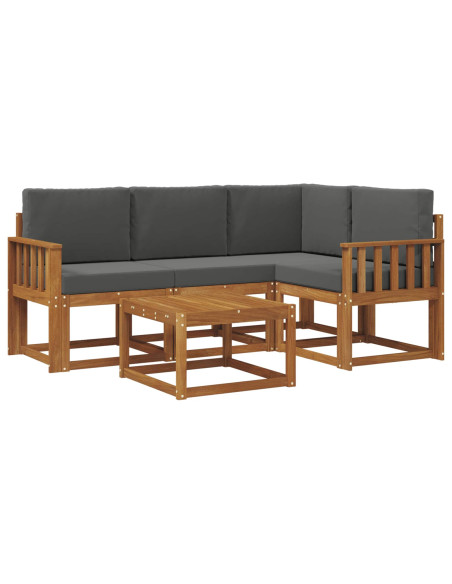 Set di divani da esterno con cuscino 5 pcs Naturale e Antracite