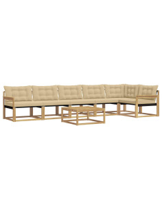 Set di divani da esterno 7 pcs Bianco e Beige 79 x 79 x 37 cm 2