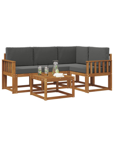 Set di divani da esterno con cuscino 5 pcs Naturale e Antracite