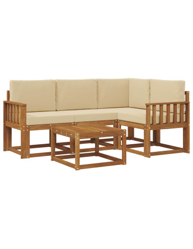 Set di divani da esterno con cuscino 5 pcs Naturale e Beige
