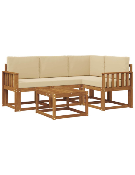 Set di divani da esterno con cuscino 5 pcs Naturale e Beige
