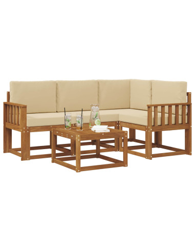 Set di divani da esterno con cuscino 5 pcs Naturale e Beige