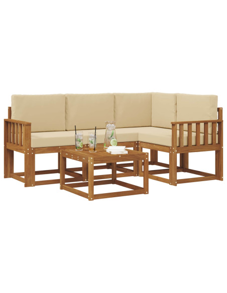 Set di divani da esterno con cuscino 5 pcs Naturale e Beige