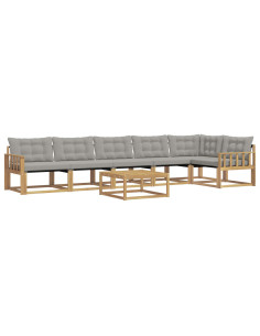 Set di divani da esterno 7 pcs Bianco e Grigio Chiaro 2