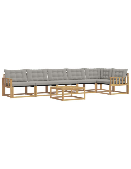 Set di divani da esterno 7 pcs Bianco e Grigio Chiaro