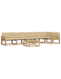 Set di divani da esterno 7 pcs Bianco e Beige 79 x 79 x 37 cm 2