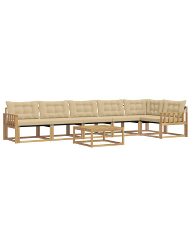 Set di divani da esterno 7 pcs Bianco e Beige 79 x 79 x 37 cm