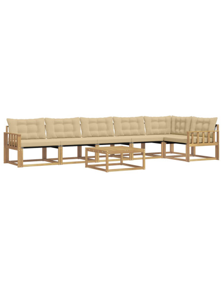 Set di divani da esterno 7 pcs Bianco e Beige 79 x 79 x 37 cm