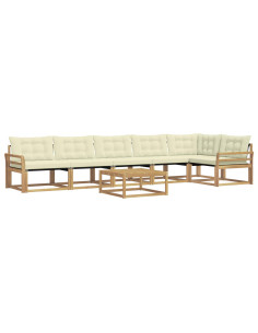 Set di divani da esterno 7 pcs Bianco e Crema 79 x 79 x 37 cm 2