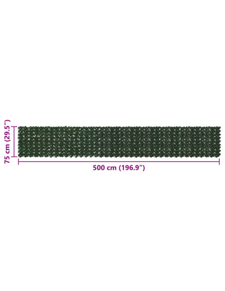 Schermo per balcone con foglie Verde Scuro 500 x 75 cm