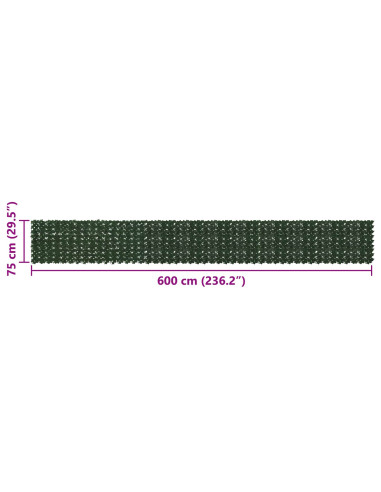 Schermo per balcone con foglie Verde Scuro 600 x 75 cm