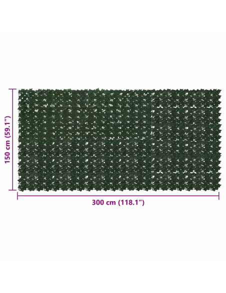 Schermo per balcone con foglie Verde Scuro 300 x 150 cm