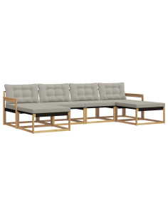 Set di divani da esterno 6 pcs Bianco e Grigio Chiaro 2