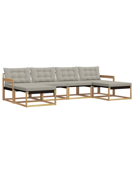 Set di divani da esterno 6 pcs Bianco e Grigio Chiaro