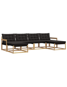 Set di divani da esterno con cuscino 6 pcs Bianco e Nero 2