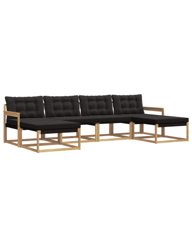 Set di divani da esterno con cuscino 6 pcs Bianco e Nero