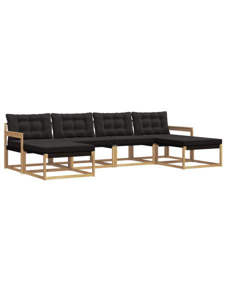 Set di divani da esterno con cuscino 6 pcs Bianco e Nero