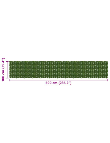 Schermo per balcone con foglie Verde 600 x 100 cm