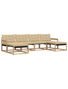 Set di divani da esterno con cuscino 6 pcs Bianco e Beige 2