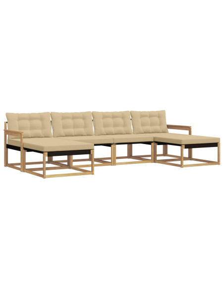 Set di divani da esterno con cuscino 6 pcs Bianco e Beige