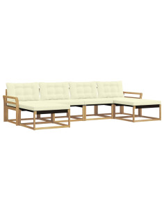 Set di divani da esterno con cuscino 6 pcs Bianco e Crema 2