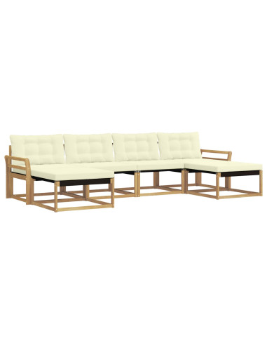Set di divani da esterno con cuscino 6 pcs Bianco e Crema