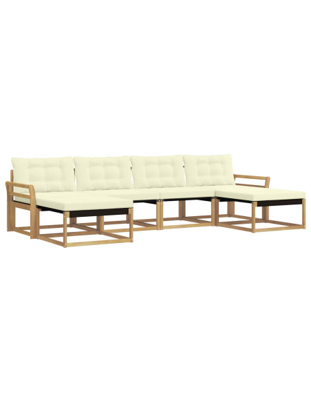 Set di divani da esterno con cuscino 6 pcs Bianco e Crema