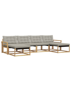 Set di divani da esterno 6 pcs Bianco e Grigio Chiaro 2