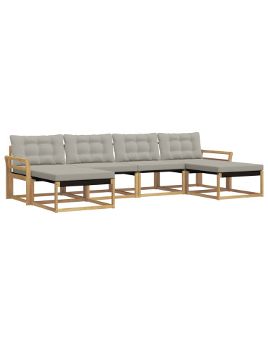 Set di divani da esterno 6 pcs Bianco e Grigio Chiaro
