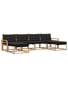 Set di divani da esterno con cuscino 6 pcs Bianco e Nero 2