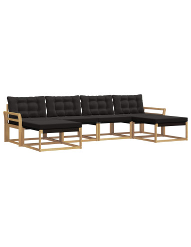 Set di divani da esterno con cuscino 6 pcs Bianco e Nero