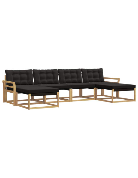 Set di divani da esterno con cuscino 6 pcs Bianco e Nero