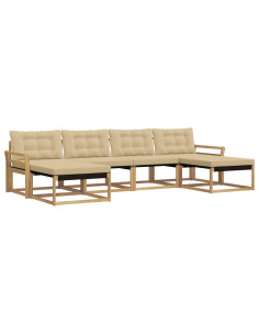 Set di divani da esterno con cuscino 6 pcs Bianco e Beige 2