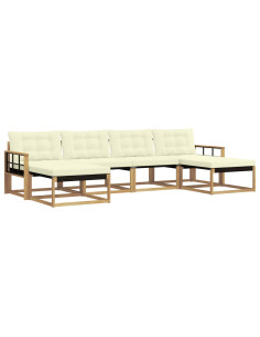 Set di divani da esterno con cuscino 6 pcs Bianco e Crema 2
