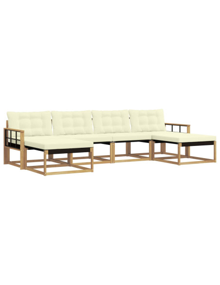Set di divani da esterno con cuscino 6 pcs Bianco e Crema
