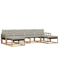 Set di divani da esterno 6 pcs Bianco e Grigio Chiaro 2