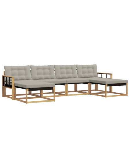 Set di divani da esterno 6 pcs Bianco e Grigio Chiaro
