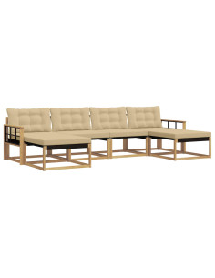 Set di divani da esterno con cuscino 6 pcs Bianco e Beige 2
