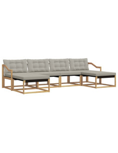 Set di divani da esterno 6 pcs Bianco e Grigio Chiaro 2