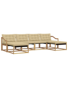 Set di divani da esterno con cuscino 6 pcs Bianco e Beige 2