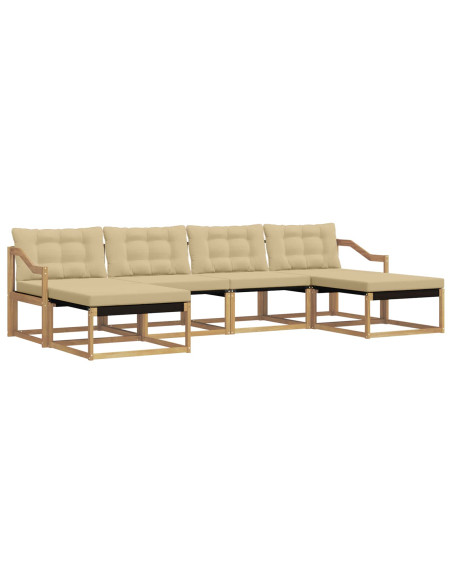 Set di divani da esterno con cuscino 6 pcs Bianco e Beige