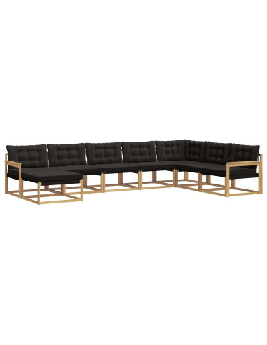 Set di divani da esterno con cuscino 8 pcs Bianco e Nero