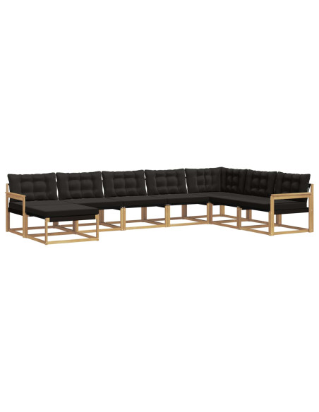 Set di divani da esterno con cuscino 8 pcs Bianco e Nero